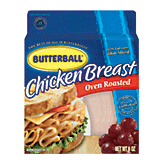 Butterball&nbsp;&nbsp;oven roasted chicken breast, deli thin sliced, 98% fat free Full-Size Picture